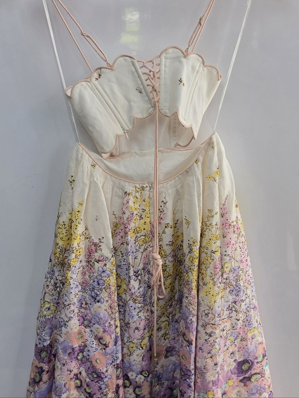 Zimmermann Halliday Scalloped Floral LinenMidi Dress Sz 0 Nwot - Picture 8 of 8
